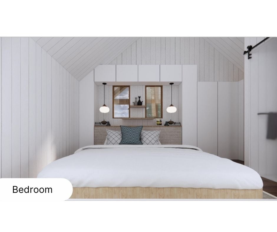 Luxurious and elegant custom bedroom design render, showcasing opulent furnishings and sophisticated decor.